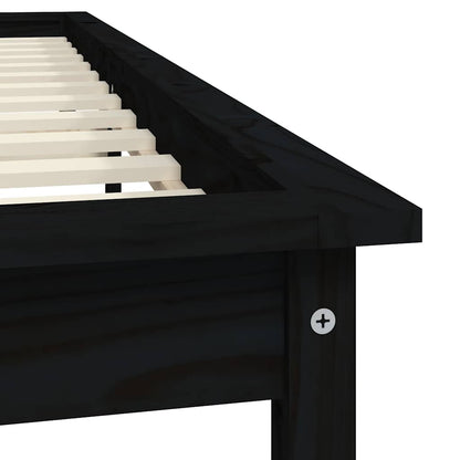 vidaXL Bed Frame | Black | Solid Pine Wood | 120x200 cm |  Durable  | Bed Frame