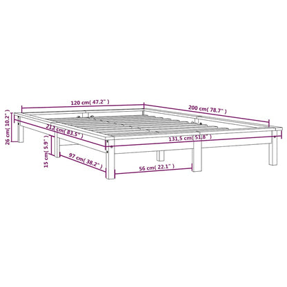vidaXL Bed Frame | Black | Solid Pine Wood | 120x200 cm |  Durable  | Bed Frame