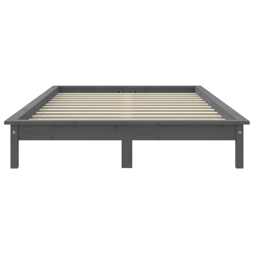 vidaXL Bed Frame without Mattress Grey Solid Wood Pine King Size
