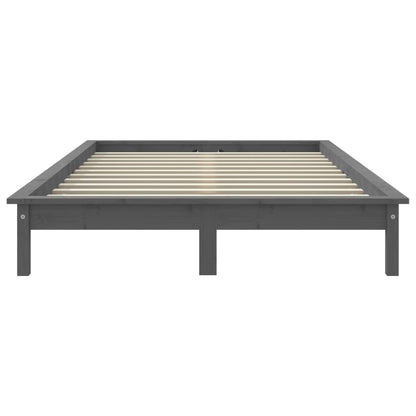 vidaXL Bed Frame without Mattress Grey Solid Wood Pine King Size