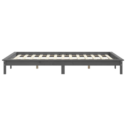 vidaXL Bed Frame without Mattress Grey Solid Wood Pine King Size