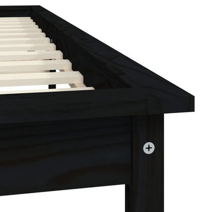 vidaXL Bed Frame | Black | Solid Pine Wood | King Size | Decorative Inlays