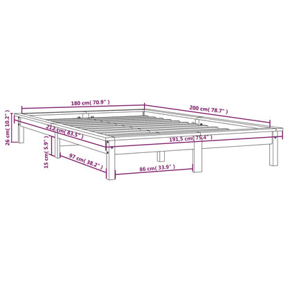 vidaXL Bed Frame without Mattress White Super King Size Solid Wood