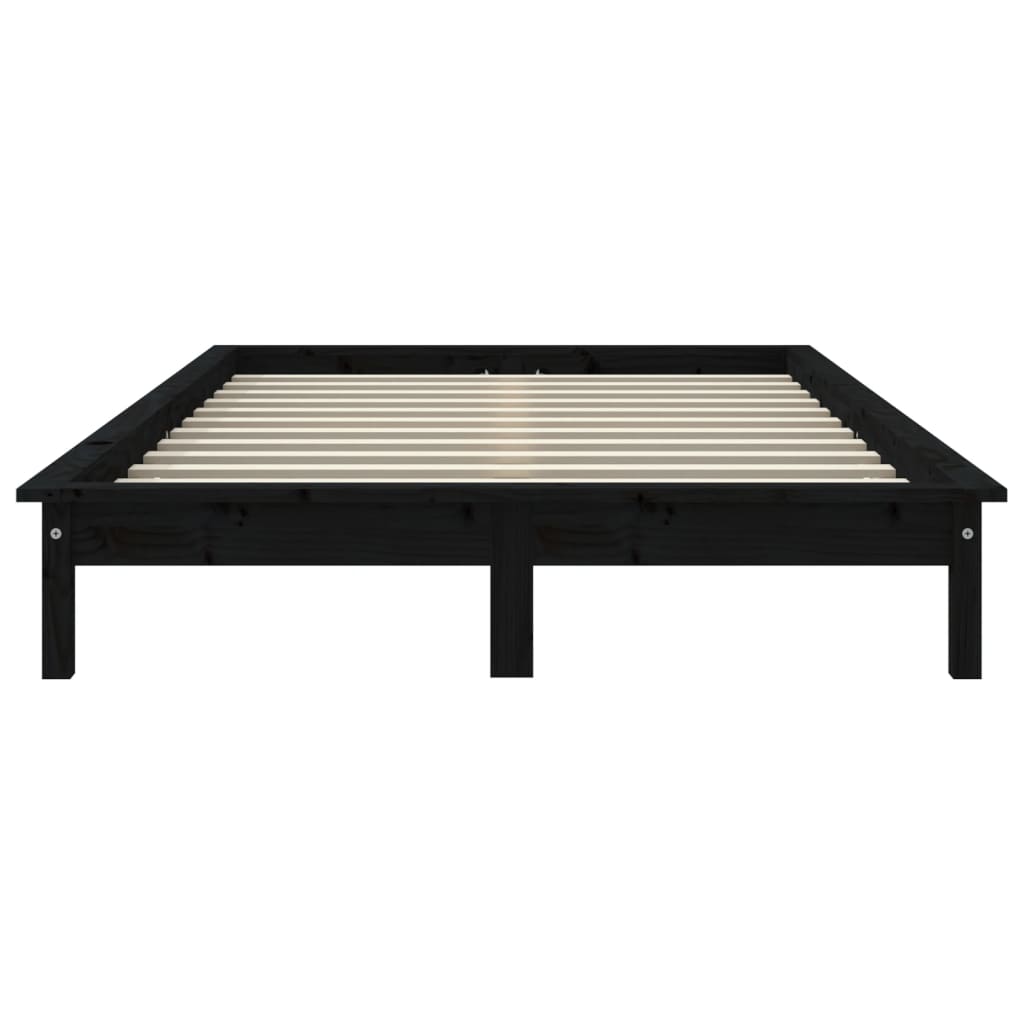 vidaXL Bed Frame | Black | Solid pine wood | Super King Size | Durable