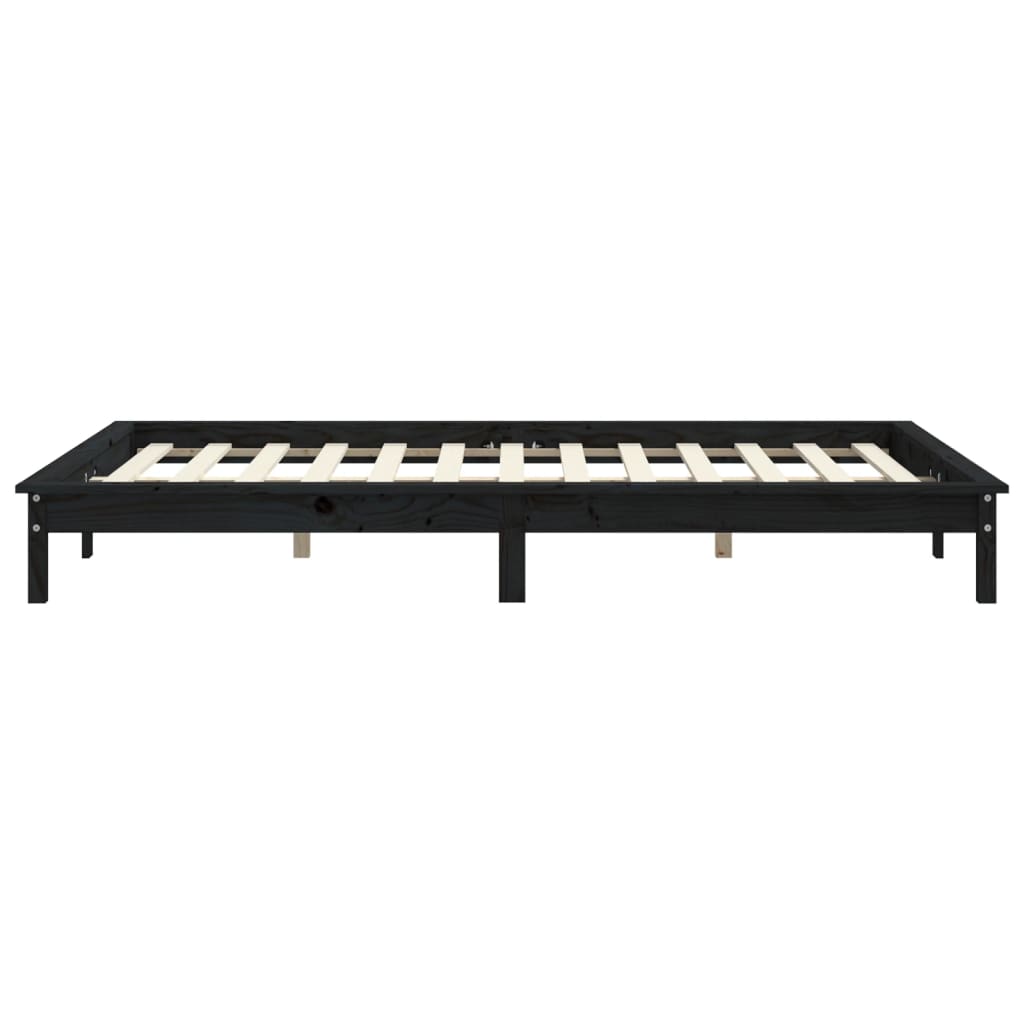vidaXL Bed Frame | Black | Solid pine wood | Super King Size | Durable