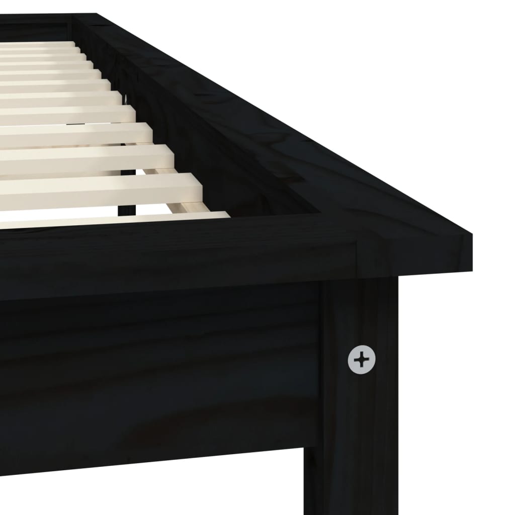 vidaXL Bed Frame | Black | Solid pine wood | Super King Size | Durable