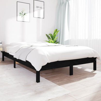vidaXL Bed Frame | Black | Solid pine wood | Super King Size | Durable