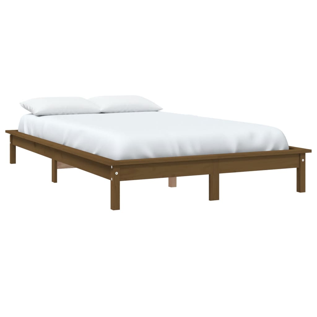 vidaXL Bed Frame | Honey brown | Solid pine wood | Double | Durable | Bed Frame