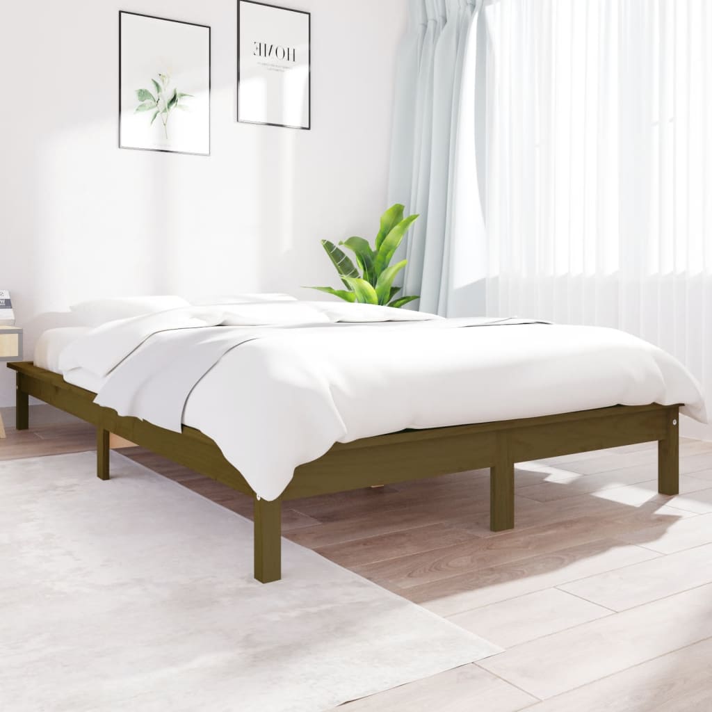 vidaXL Bed Frame | Honey brown | Solid pine wood | Double | Durable | Bed Frame