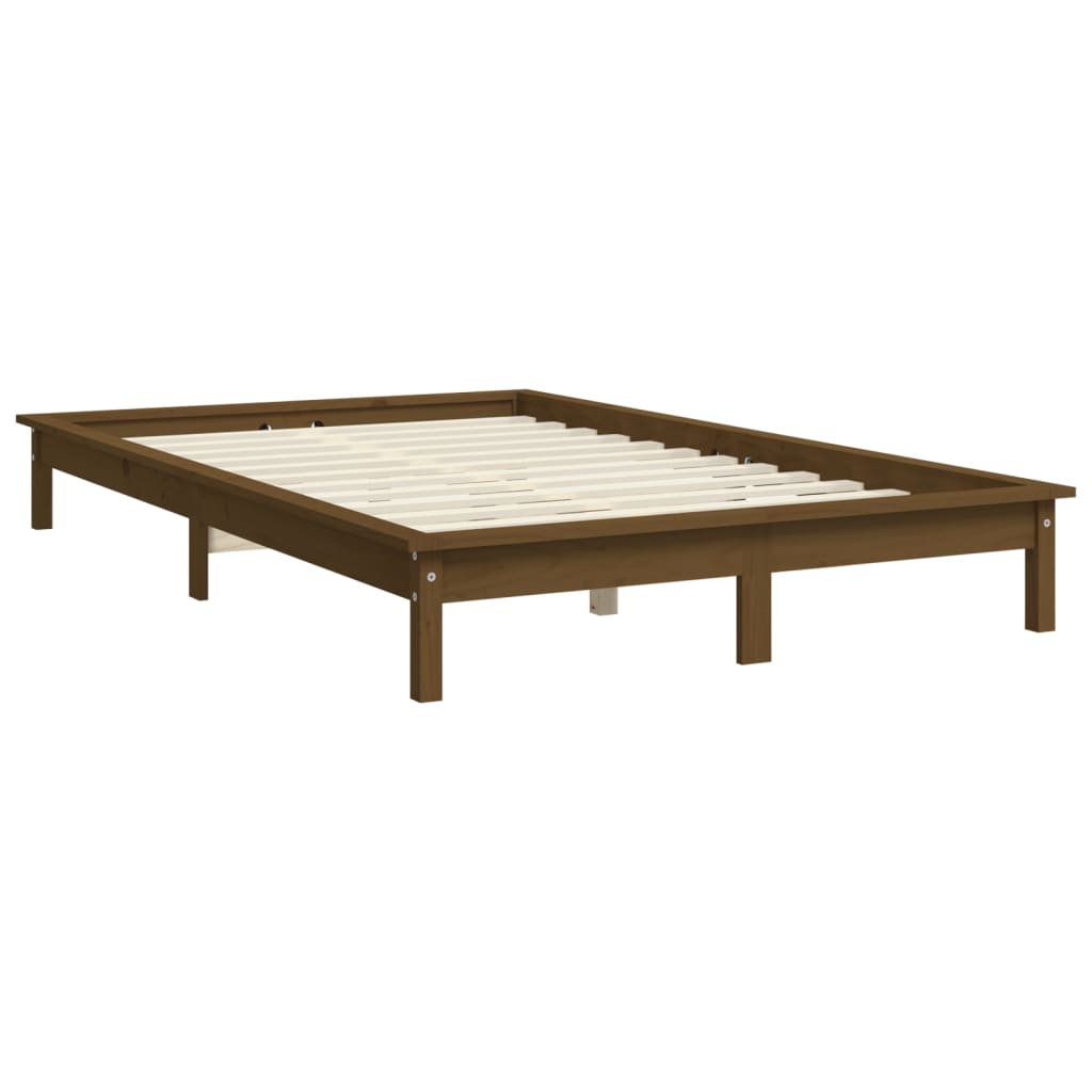 vidaXL Bed Frame without Mattress Honey Brown Double Solid Wood