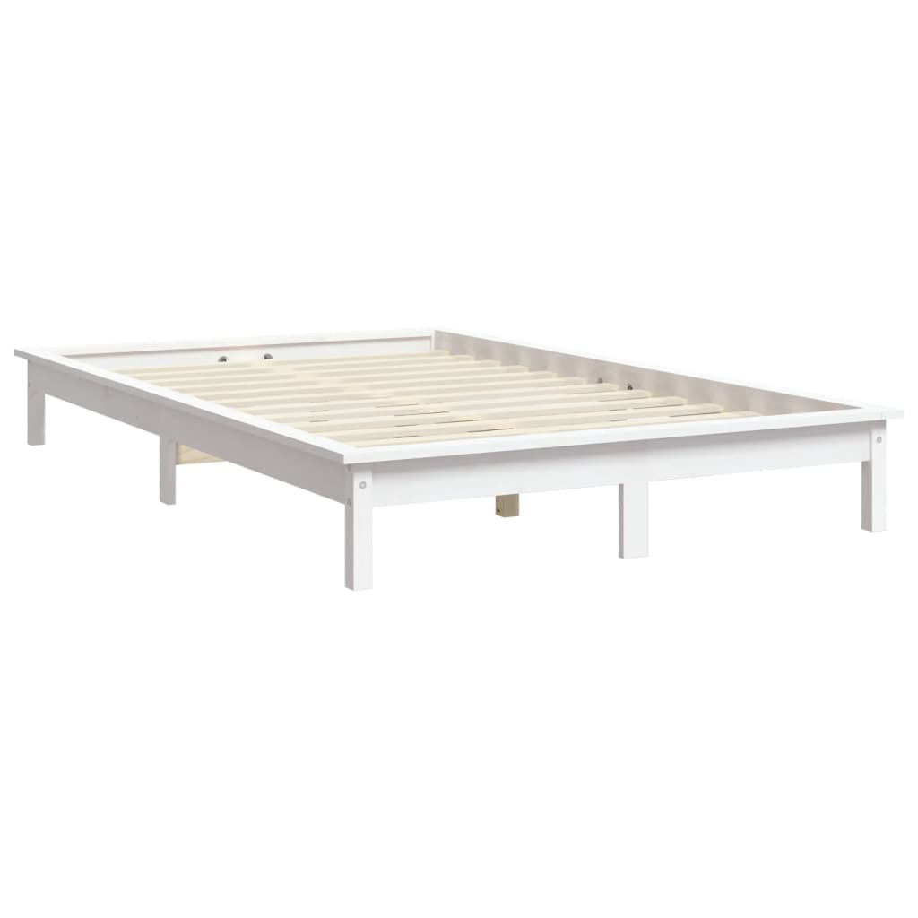 vidaXL Bed Frame | White | Solid Pine Wood | Double | Durable | Bed Frame