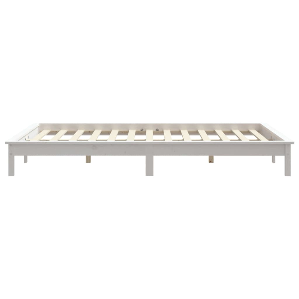 vidaXL Bed Frame | White | Solid Pine Wood | Double | Durable | Bed Frame