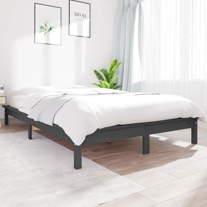 vidaXL Bed Frame | Grey | Solid pine wood | Double | Appealing Design