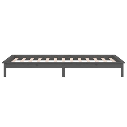 vidaXL LED Bed Frame without Mattress Grey 90x200 cm Solid Wood
