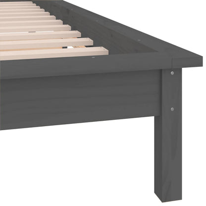 vidaXL LED Bed Frame without Mattress Grey 90x200 cm Solid Wood