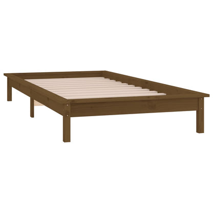 vidaXL LED Bed Frame without Mattress Honey Brown 90x200 cm Solid Wood