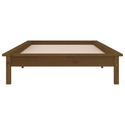 vidaXL LED Bed Frame without Mattress Honey Brown 90x200 cm Solid Wood