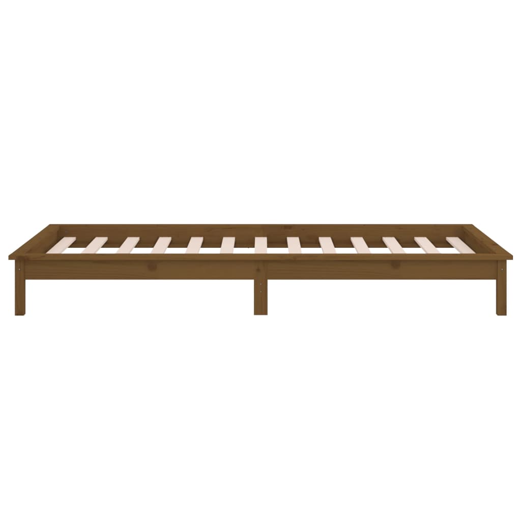 vidaXL LED Bed Frame without Mattress Honey Brown 90x200 cm Solid Wood