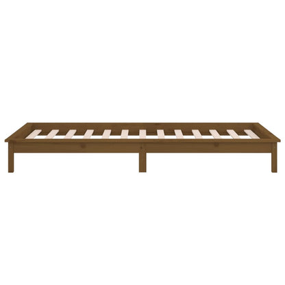 vidaXL LED Bed Frame without Mattress Honey Brown 90x200 cm Solid Wood