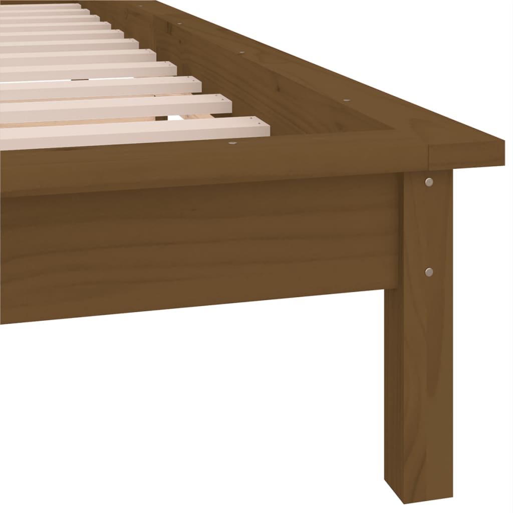 vidaXL LED Bed Frame without Mattress Honey Brown 90x200 cm Solid Wood