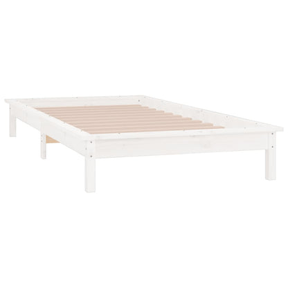 vidaXL LED Bed Frame without Mattress White 100x200 cm Solid Wood