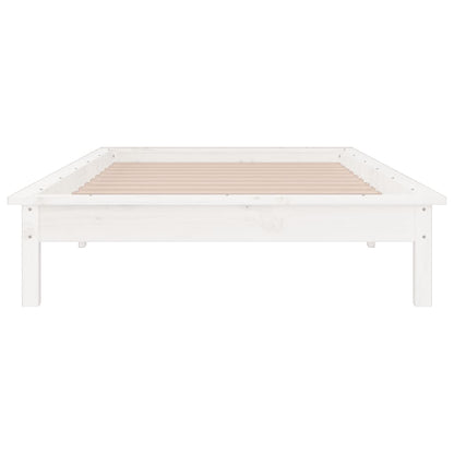 vidaXL LED Bed Frame without Mattress White 100x200 cm Solid Wood