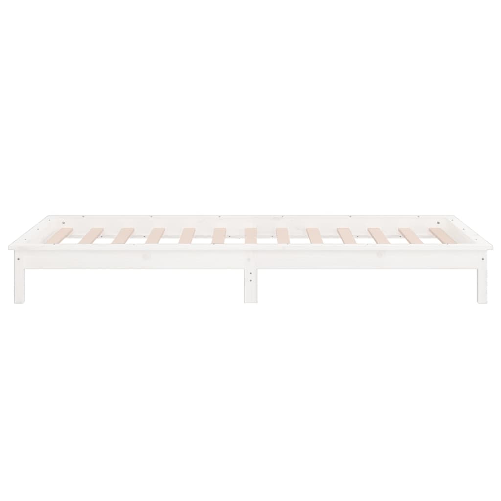 vidaXL LED Bed Frame without Mattress White 100x200 cm Solid Wood