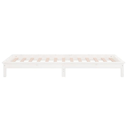 vidaXL LED Bed Frame without Mattress White 100x200 cm Solid Wood