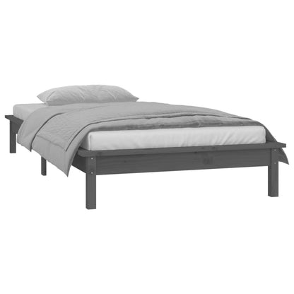 vidaXL LED Bed Frame without Mattress Grey 100x200 cm Solid Wood