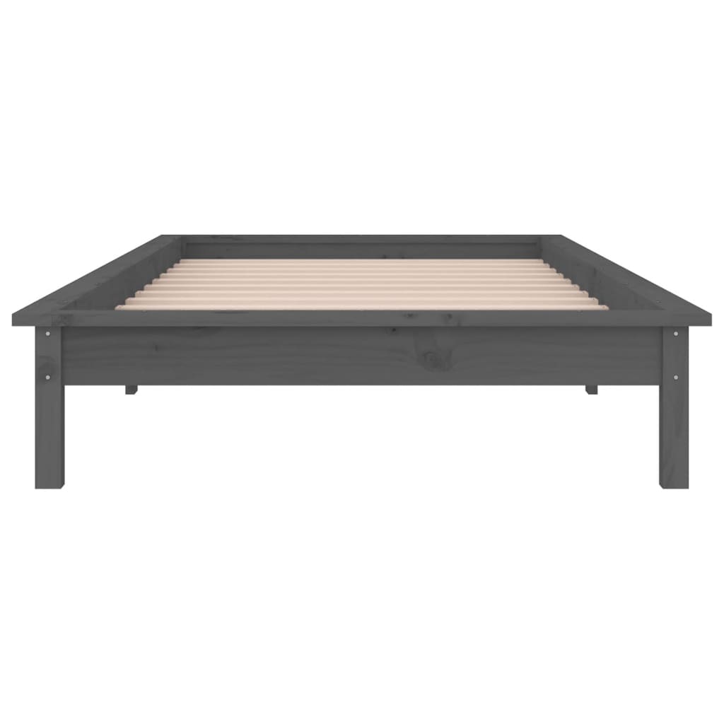 vidaXL LED Bed Frame without Mattress Grey 100x200 cm Solid Wood