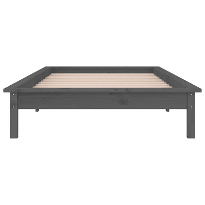 vidaXL LED Bed Frame without Mattress Grey 100x200 cm Solid Wood