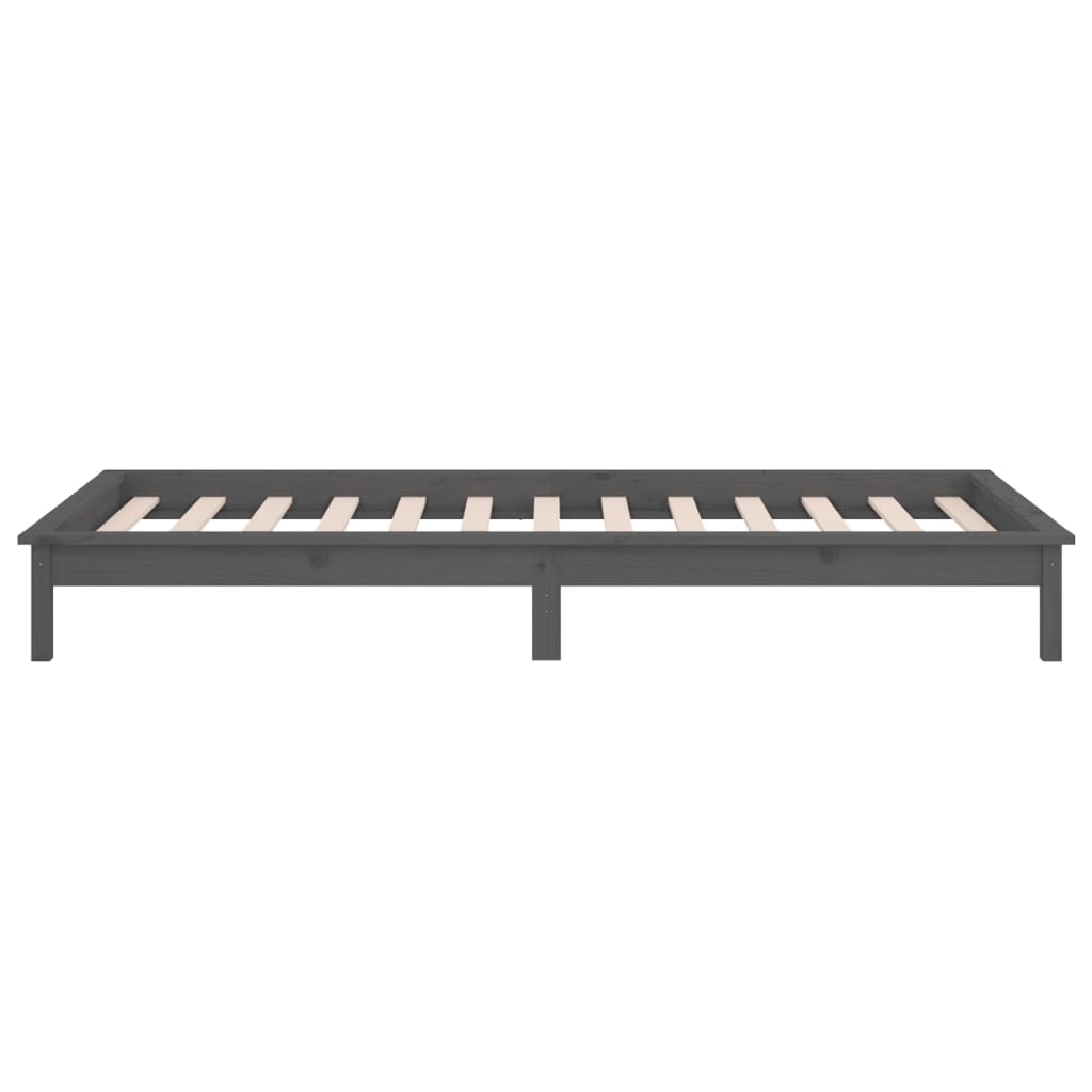 vidaXL LED Bed Frame without Mattress Grey 100x200 cm Solid Wood
