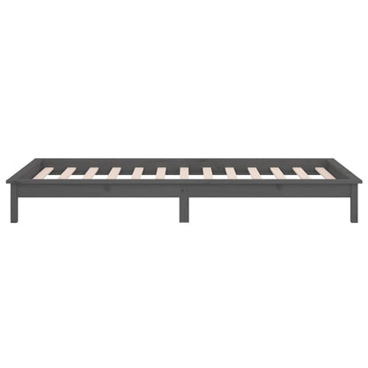 vidaXL LED Bed Frame without Mattress Grey 100x200 cm Solid Wood