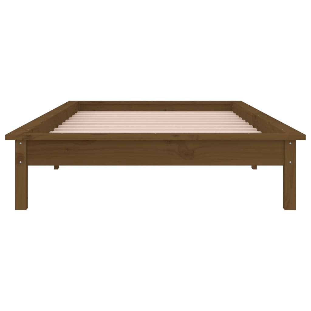 vidaXL LED Bed Frame without Mattress Honey Brown 100x200 cm Solid Wood