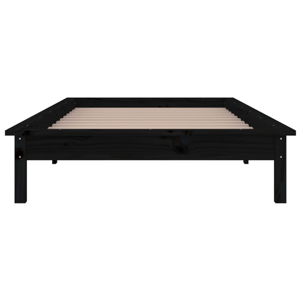 vidaXL LED Bed Frame without Mattress Black 100x200 cm Solid Wood