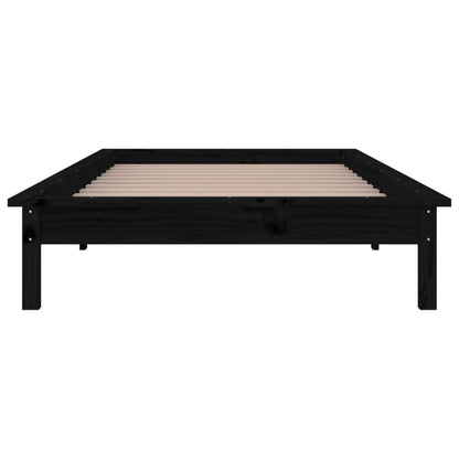 vidaXL LED Bed Frame without Mattress Black 100x200 cm Solid Wood