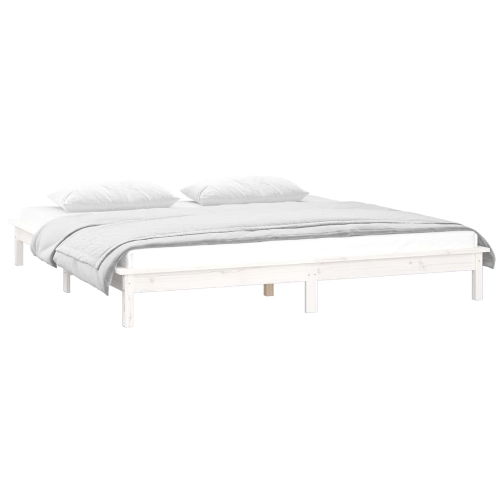 vidaXL LED Bed Frame without Mattress White 120x200 cm Solid Wood
