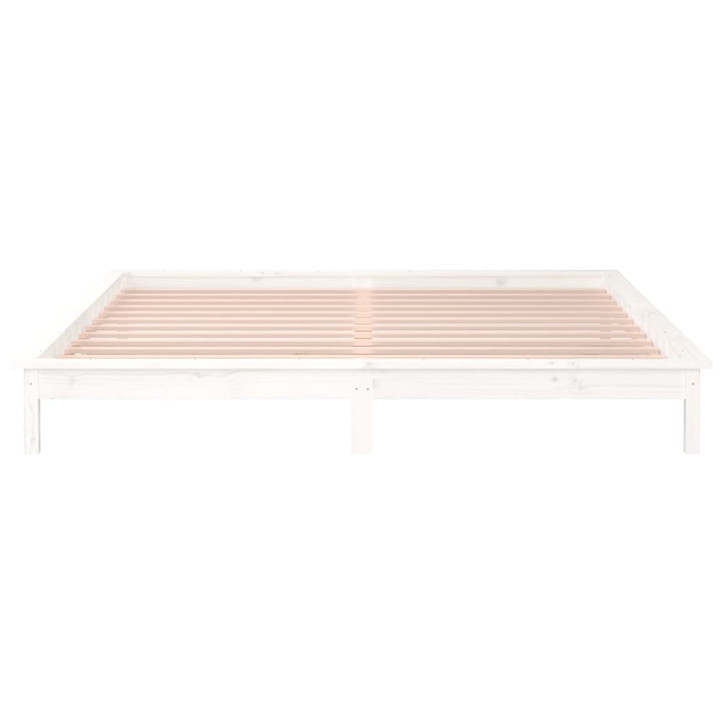 vidaXL LED Bed Frame without Mattress White 120x200 cm Solid Wood