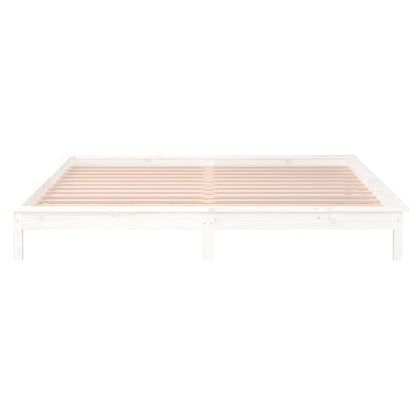 vidaXL LED Bed Frame without Mattress White 120x200 cm Solid Wood