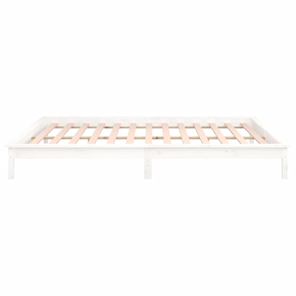 vidaXL LED Bed Frame without Mattress White 120x200 cm Solid Wood