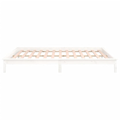 vidaXL LED Bed Frame without Mattress White 120x200 cm Solid Wood