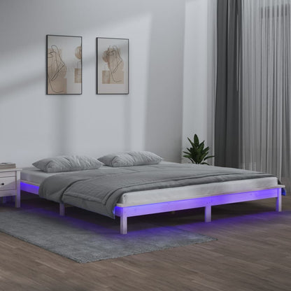 vidaXL LED Bed Frame without Mattress White 120x200 cm Solid Wood