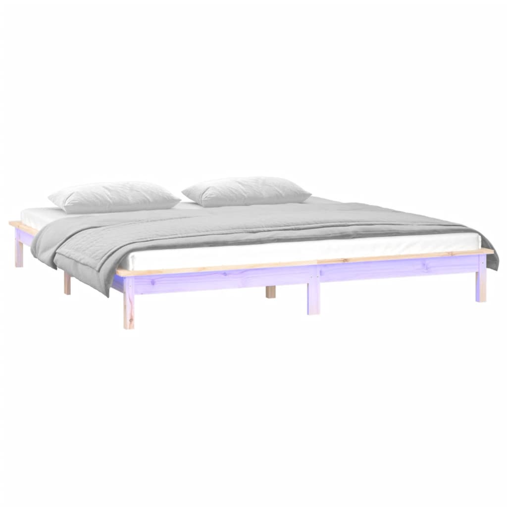 vidaXL LED Bed Frame without Mattress 140x200 cm Solid Wood