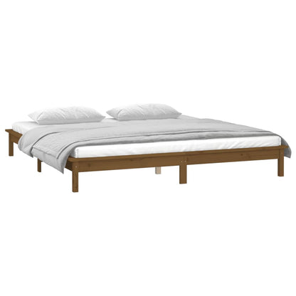 vidaXL LED Bed Frame without Mattress Honey Brown 140x200 cm Solid Wood
