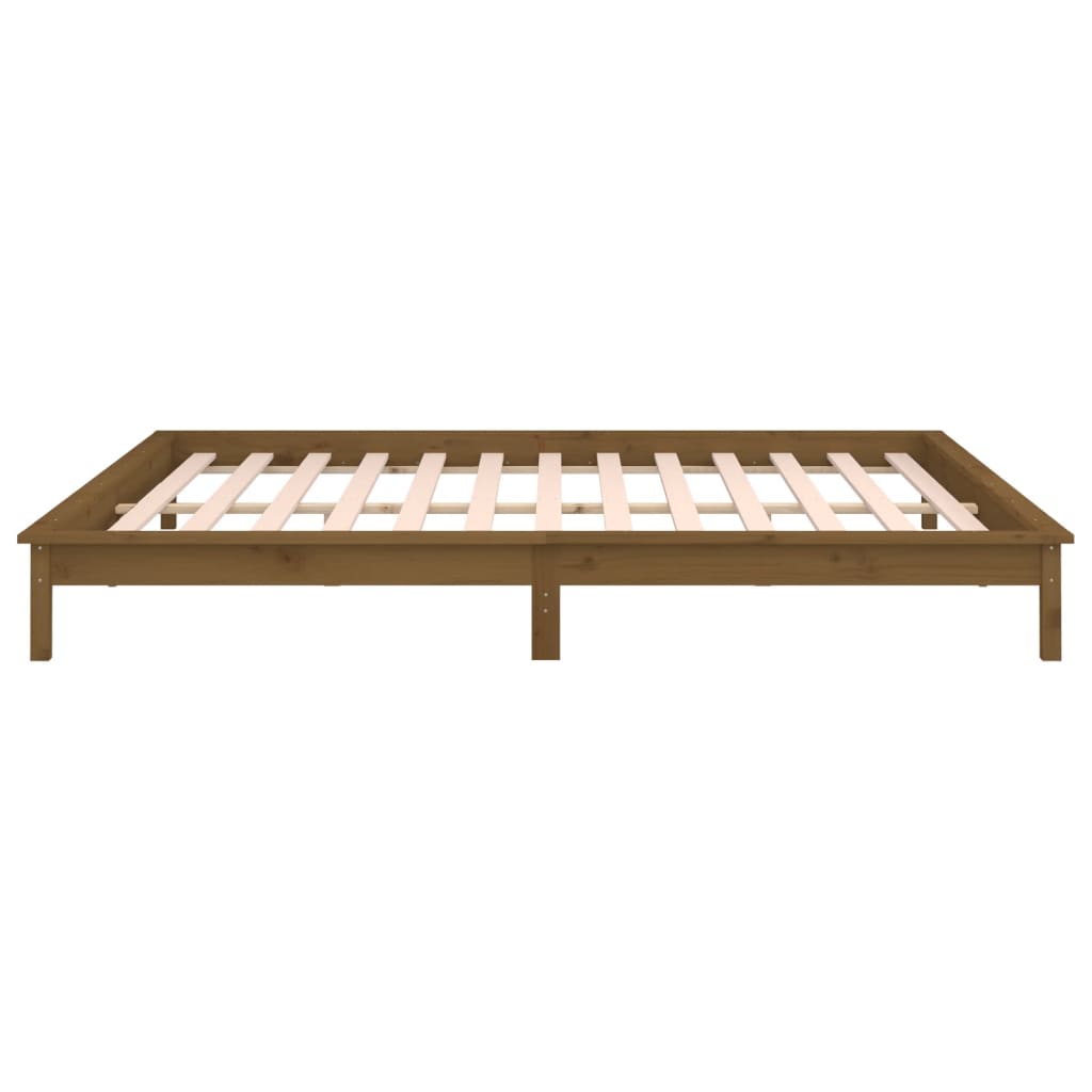 vidaXL LED Bed Frame without Mattress Honey Brown 140x200 cm Solid Wood
