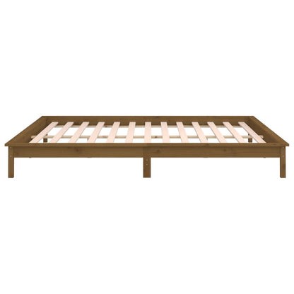 vidaXL LED Bed Frame without Mattress Honey Brown 140x200 cm Solid Wood