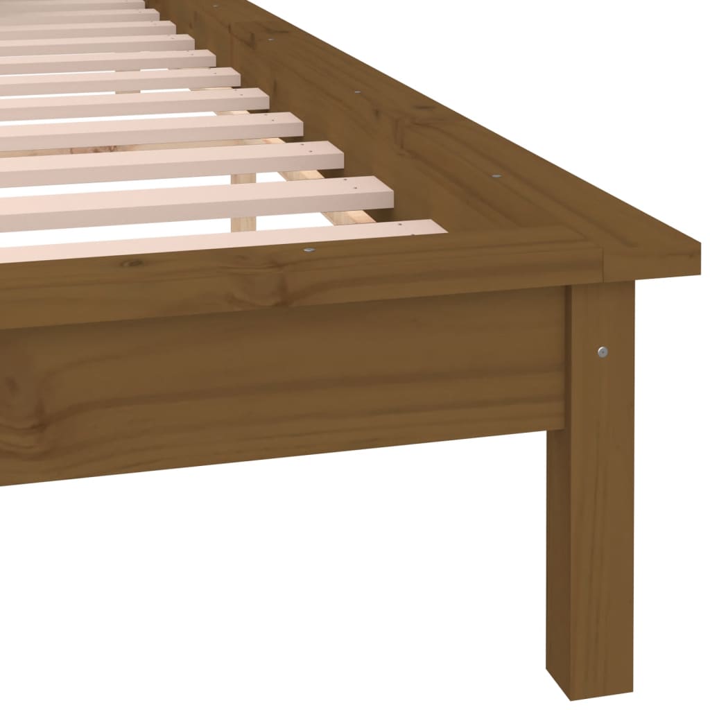 vidaXL LED Bed Frame without Mattress Honey Brown 140x200 cm Solid Wood