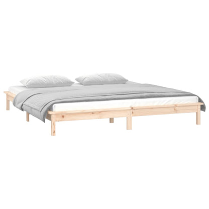 vidaXL LED Bed Frame without Mattress 150x200 cm King Size King Size Solid Wood