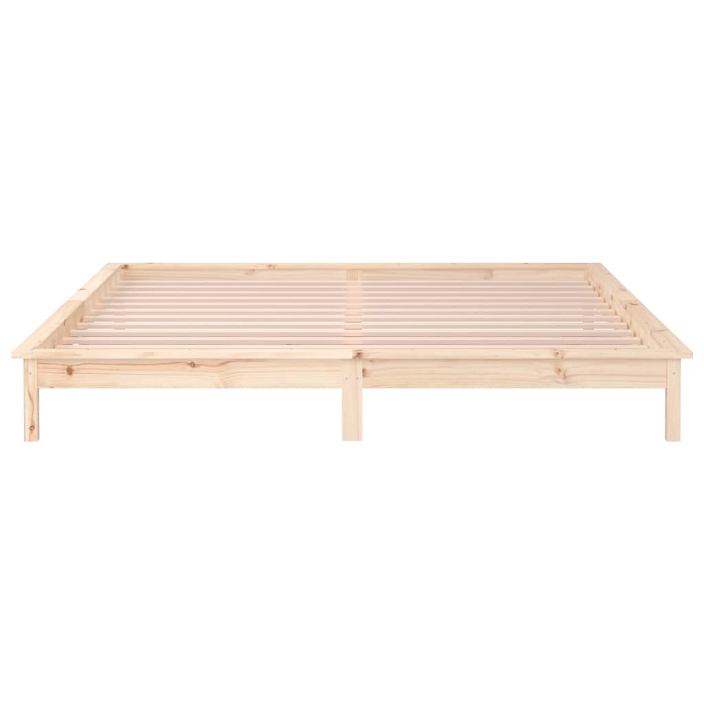 vidaXL LED Bed Frame without Mattress 150x200 cm King Size King Size Solid Wood
