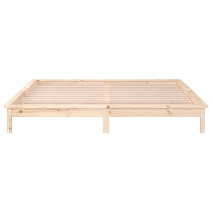 vidaXL LED Bed Frame without Mattress 150x200 cm King Size King Size Solid Wood